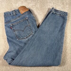 Vintage Levis 550 Tapered Blue Jeans Womens 22W Short (FITS 37 X 28) USA READ